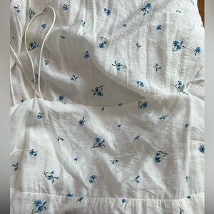 Floral White Dress with Blue Accents